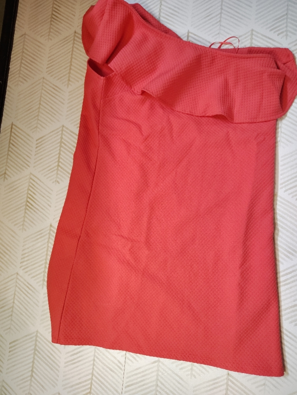 Cupcakes and Cashmere | Coral Ruffle Textured Mini Dress | Medium